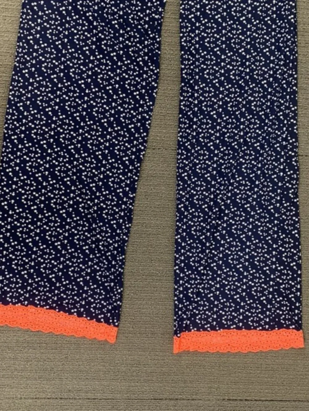 Emme Jordan 2 Piece Pajama Set Camisole & Pants Womens Size M Navy Stars Orange